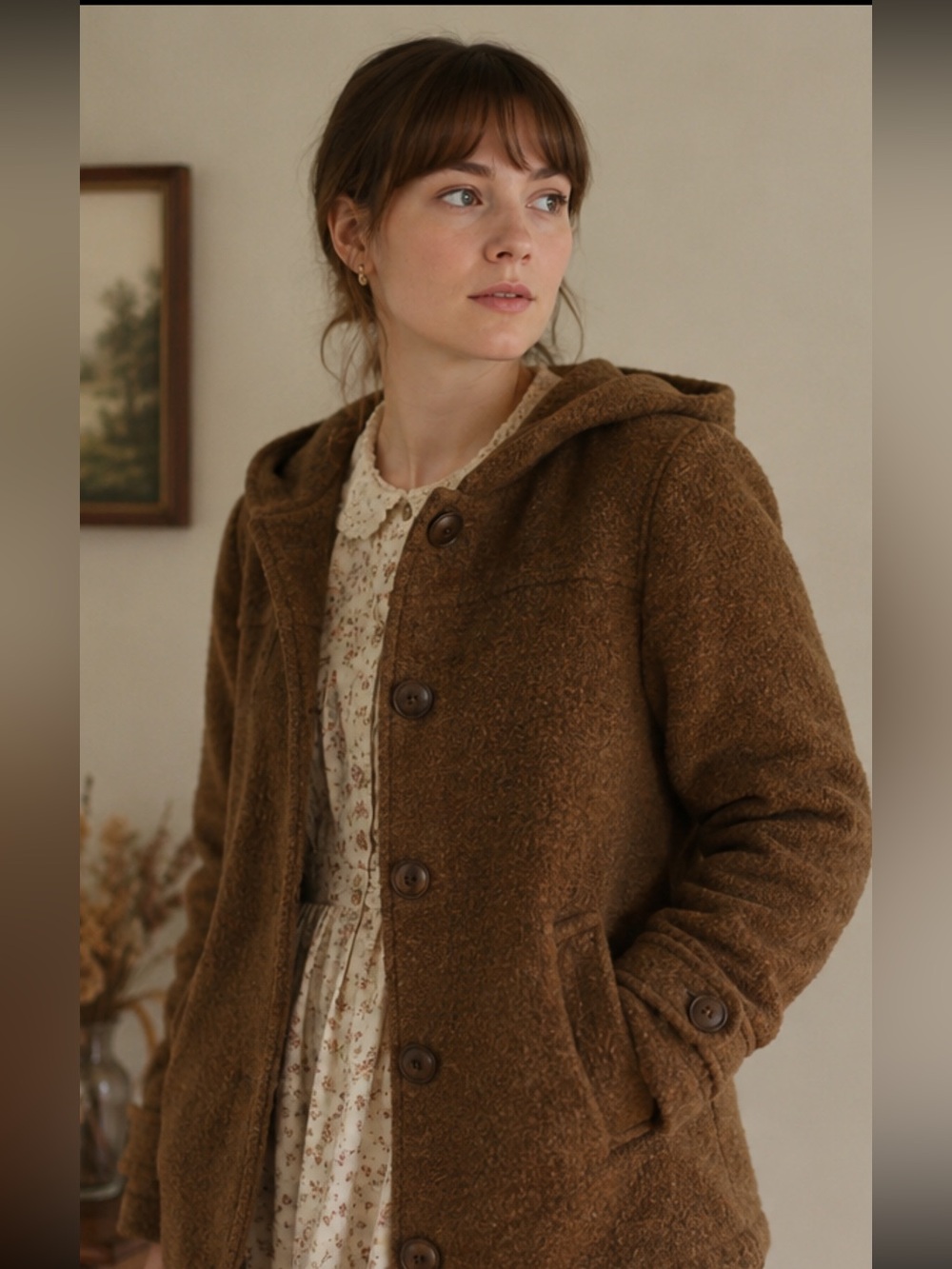 Brown Little Women Button-Up Coat